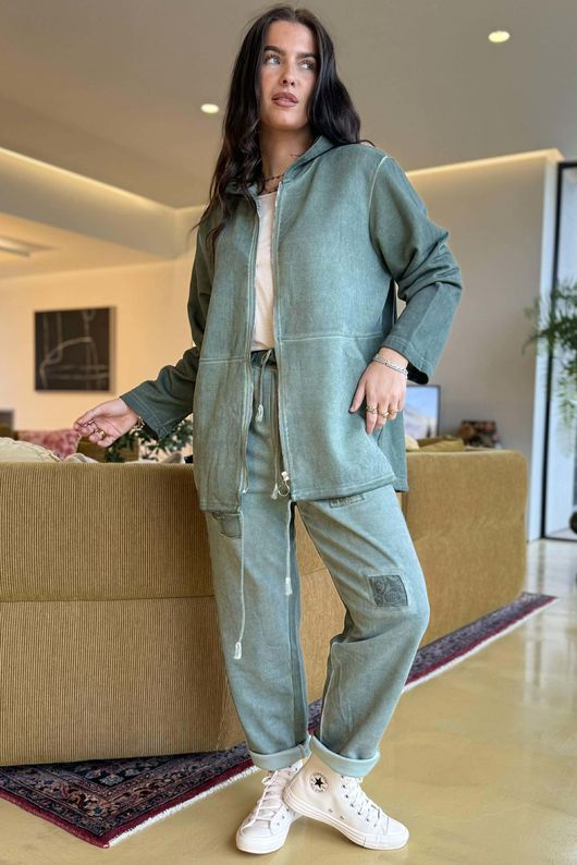 Anine Soft Touch Seam Pocket Hoodie Washed Khaki /5 